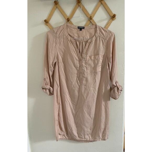 Express Dress Women's XS Pale Blush Pink Long Sleeve Convertible Mini - Picture 2 of 8